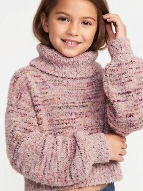 Art Class Girls Cowl Neck Marled Sweater Pink Purple Long Sleeve 7/8